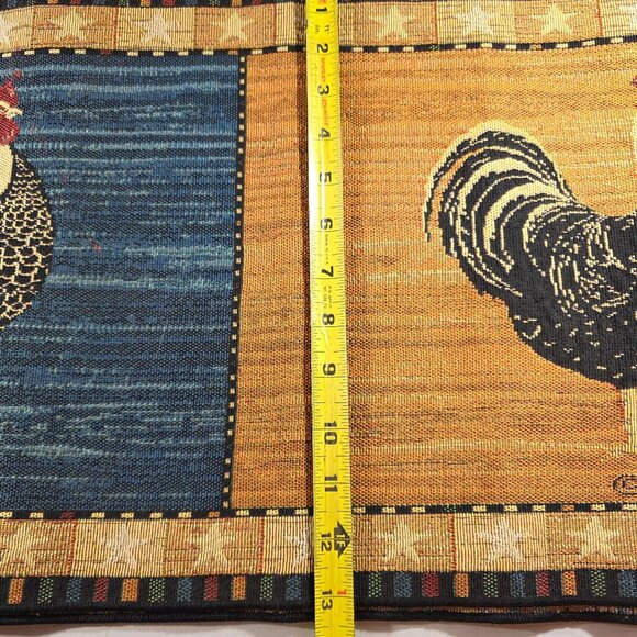 Rooster Tapestry Table Runner Warren Kimble Tassels country farmhouse kitchen - Picture 6 of 6